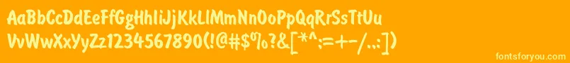 BrushtypeBold-Schriftart – Gelbe Schriften auf orangefarbenem Hintergrund