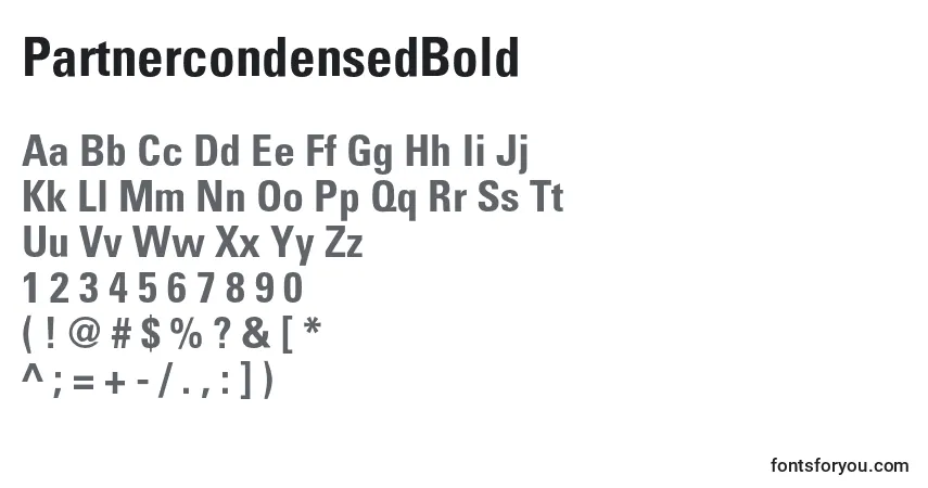 Шрифт PartnercondensedBold – алфавит, цифры, специальные символы