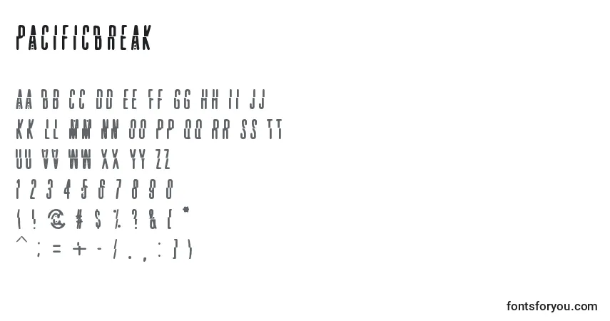 Schriftart PacificBreak – Alphabet, Zahlen, spezielle Symbole