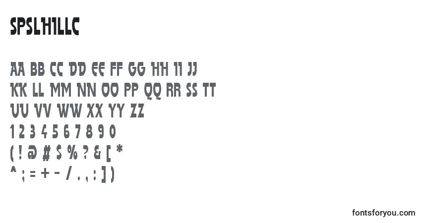 Шрифт Spslhillc – алфавит, цифры, специальные символы