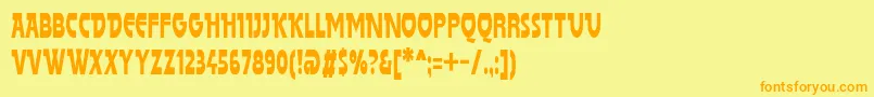 フォントSpslhillc – オレンジの文字が黄色の背景にあります。