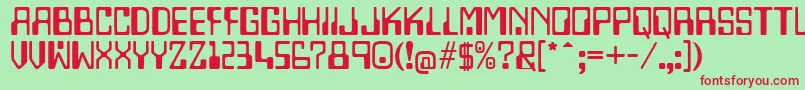 Lazenbycompliquid-fontti – punaiset fontit vihreällä taustalla