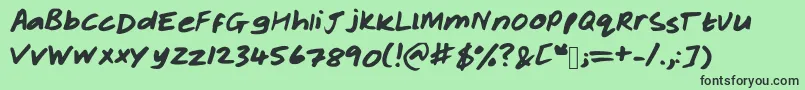 Rachelhand Font – Black Fonts on Green Background