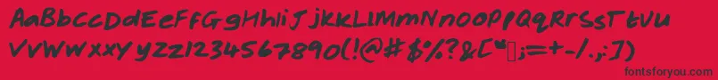Rachelhand Font – Black Fonts on Red Background