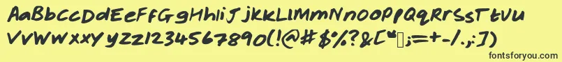 Rachelhand Font – Black Fonts on Yellow Background