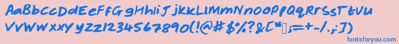 Rachelhand Font – Blue Fonts on Pink Background