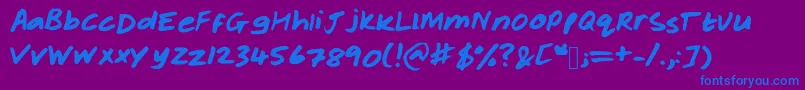 Rachelhand Font – Blue Fonts on Purple Background
