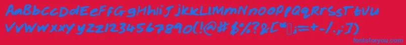 Rachelhand Font – Blue Fonts on Red Background