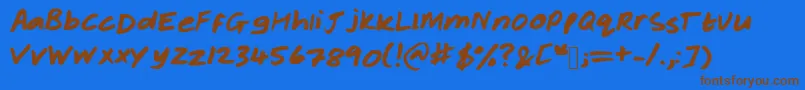 Rachelhand Font – Brown Fonts on Blue Background