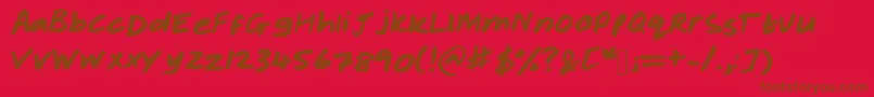 Rachelhand Font – Brown Fonts on Red Background