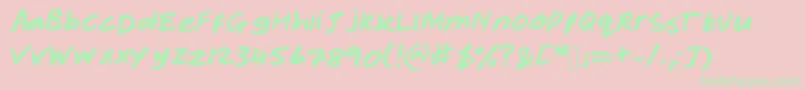 Rachelhand Font – Green Fonts on Pink Background