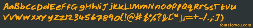 Rachelhand-Schriftart – Orangefarbene Schriften auf schwarzem Hintergrund