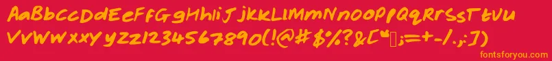 Rachelhand Font – Orange Fonts on Red Background