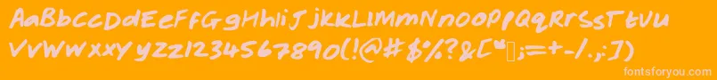 Rachelhand Font – Pink Fonts on Orange Background