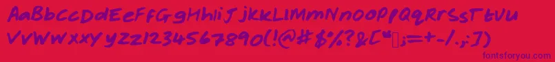 Rachelhand Font – Purple Fonts on Red Background