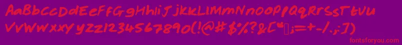 Rachelhand Font – Red Fonts on Purple Background