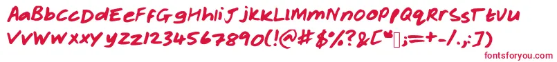 Rachelhand-Schriftart – Rote Schriften auf weißem Hintergrund
