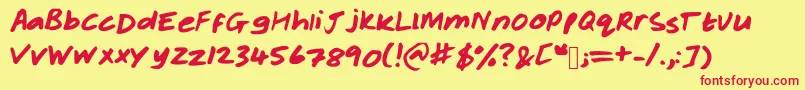 Rachelhand Font – Red Fonts on Yellow Background