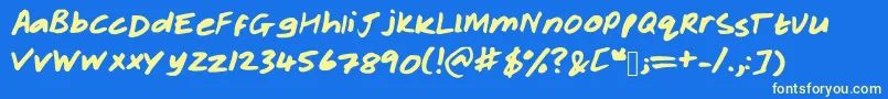 Rachelhand Font – Yellow Fonts on Blue Background