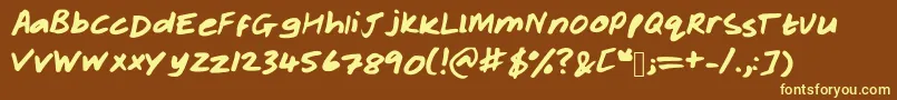 Rachelhand Font – Yellow Fonts on Brown Background
