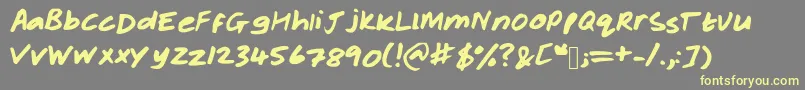 Rachelhand Font – Yellow Fonts on Gray Background