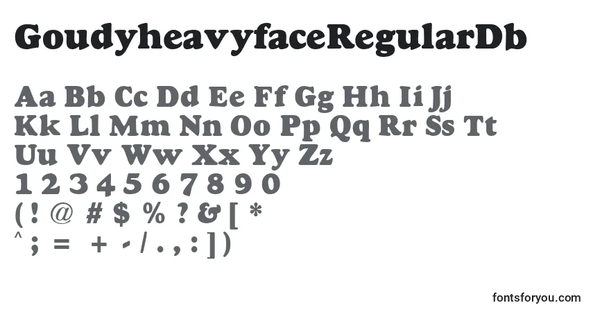 A fonte GoudyheavyfaceRegularDb – alfabeto, números, caracteres especiais