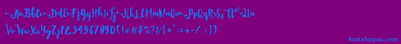 フォントDality – 紫色の背景に青い文字