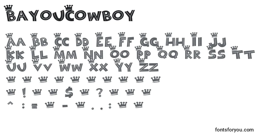 Schriftart BayouCowboy – Alphabet, Zahlen, spezielle Symbole