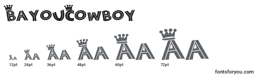 BayouCowboy Font Sizes