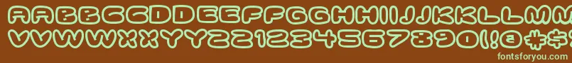 フォントGhostmeatRegular – 緑色の文字が茶色の背景にあります。