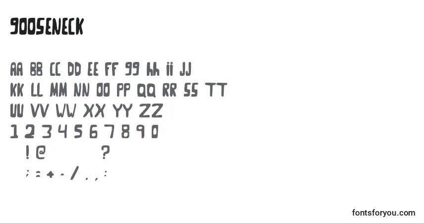 Czcionka Gooseneck – alfabet, cyfry, specjalne znaki