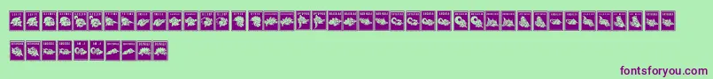 PerangkoWayang Font – Purple Fonts on Green Background