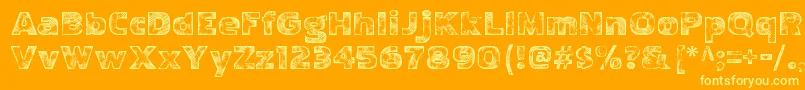 PakenhamwoodRegular-Schriftart – Gelbe Schriften auf orangefarbenem Hintergrund