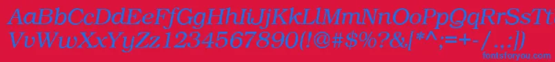 BookPsItalic Font – Blue Fonts on Red Background