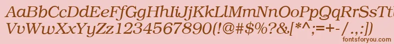 フォントBookPsItalic – ピンクの背景に茶色のフォント