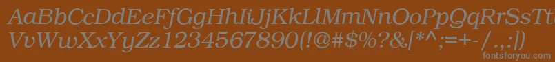 フォントBookPsItalic – 茶色の背景に灰色の文字
