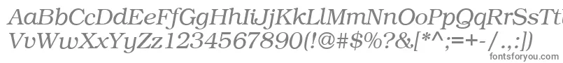 BookPsItalic-fontti – harmaat kirjasimet valkoisella taustalla