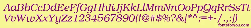 BookPsItalic Font – Purple Fonts on Yellow Background