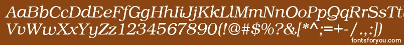 フォントBookPsItalic – 茶色の背景に白い文字