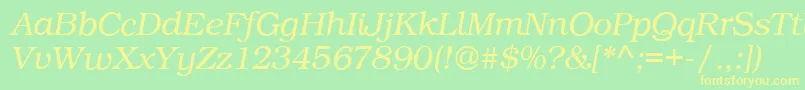 Czcionka BookPsItalic – żółte czcionki na zielonym tle