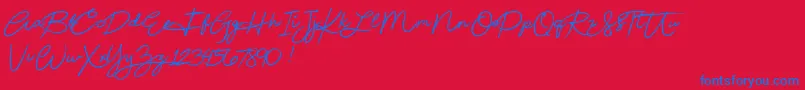 Czcionka Beautydemo – niebieskie czcionki na czerwonym tle