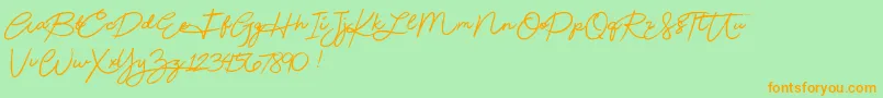 Beautydemo-Schriftart – Orangefarbene Schriften auf grünem Hintergrund