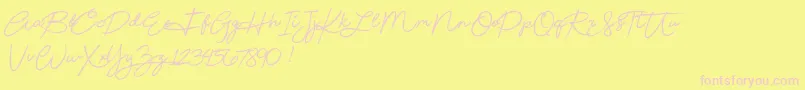 Beautydemo-Schriftart – Rosa Schriften auf gelbem Hintergrund