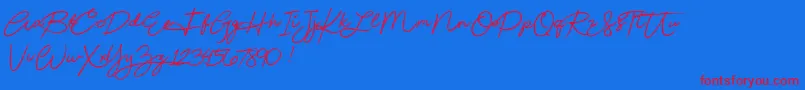 Beautydemo Font – Red Fonts on Blue Background