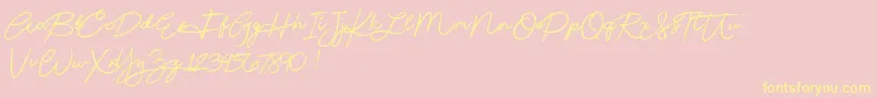 Beautydemo-Schriftart – Gelbe Schriften auf rosa Hintergrund