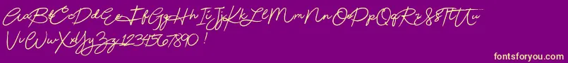Beautydemo-Schriftart – Gelbe Schriften auf violettem Hintergrund