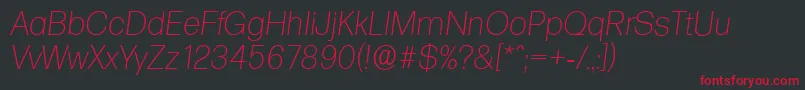 FormulaserialXlightItalic Font – Red Fonts on Black Background