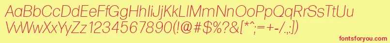 FormulaserialXlightItalic Font – Red Fonts on Yellow Background