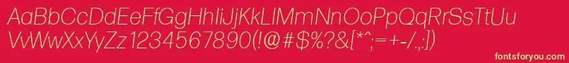 FormulaserialXlightItalic Font – Yellow Fonts on Red Background