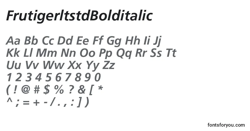 Fuente FrutigerltstdBolditalic - alfabeto, números, caracteres especiales